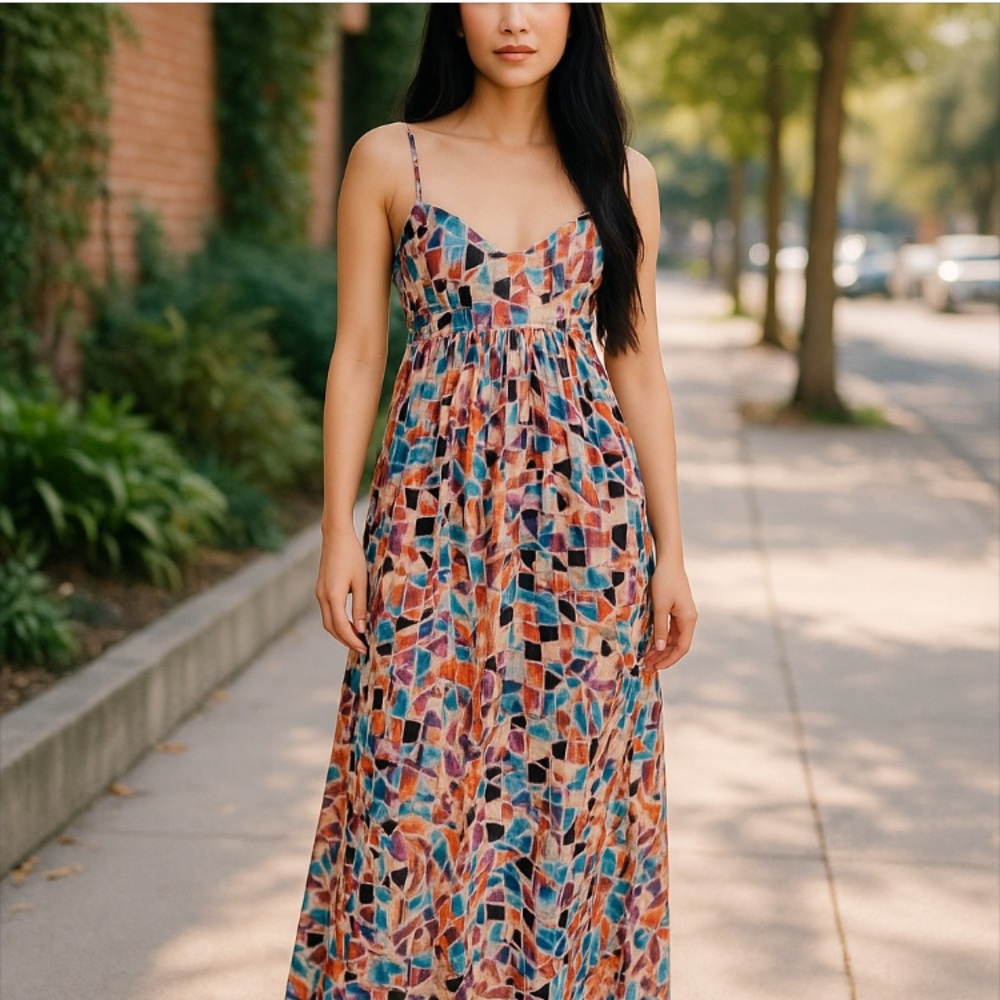 Felicity & Coco Multi-Colored Geometric Print Max… - image 2